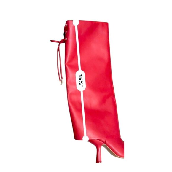 Gianni Bini Red Fold-Over Knee-High Heeled Boots Women 6M Leather NWOB - Picture 9 of 13